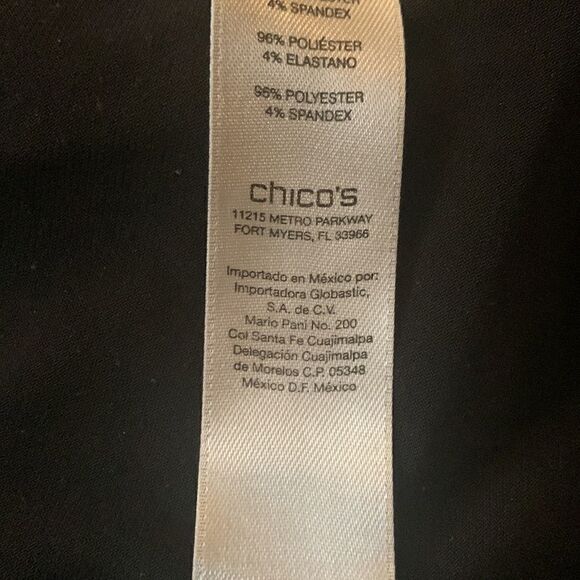 Chico’s Size 0 Black V Neck 3/4 Sleeves Peplum Waist Polyester Spandex Jacket - Picture 12 of 13